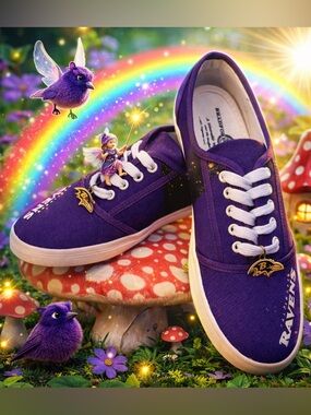 The Bradford Exchange Purple Ravens Ladies Canvas Sneakers - New